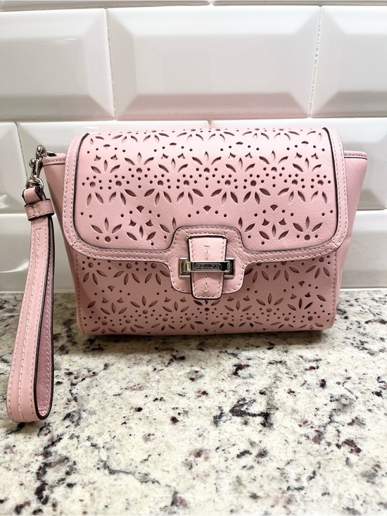 Coach Handbags - Coach Taylor Pink Leather Eyelet Flap Clutch EUC